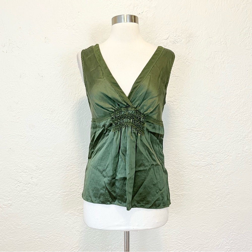 BCBGMaxAzria Vintage Y2K Cami Top Tank Silk Satin Green Small S